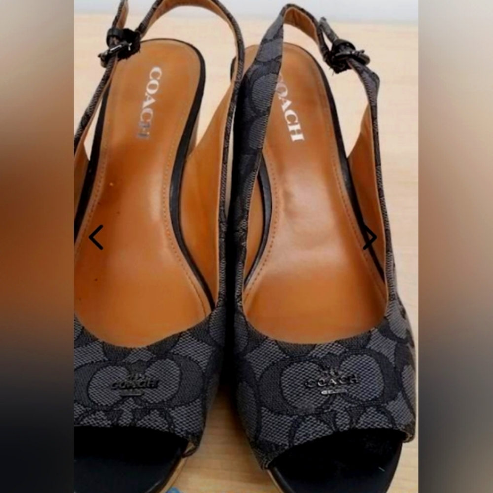 Coach ferry cork wedge peep toe with COA